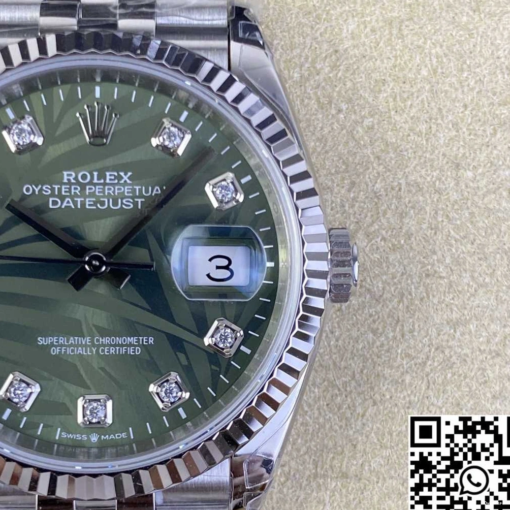 Factory Motif Clean Diamond Rolex 36MM Datejust Steel Hourmarker M126234 Green Stainless Dial 1221